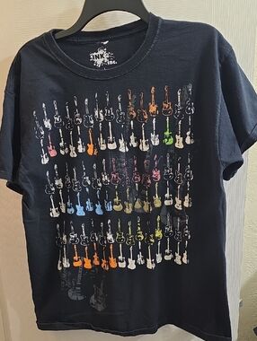 Men's Black Short-Sleeve Guitar Grid Tee Size L
